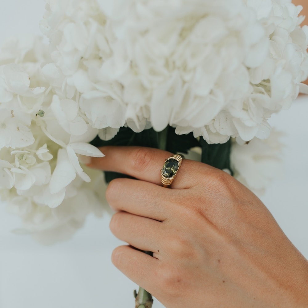 Gold Vermeil and Emerald Women's Ring waterproof tarnish free